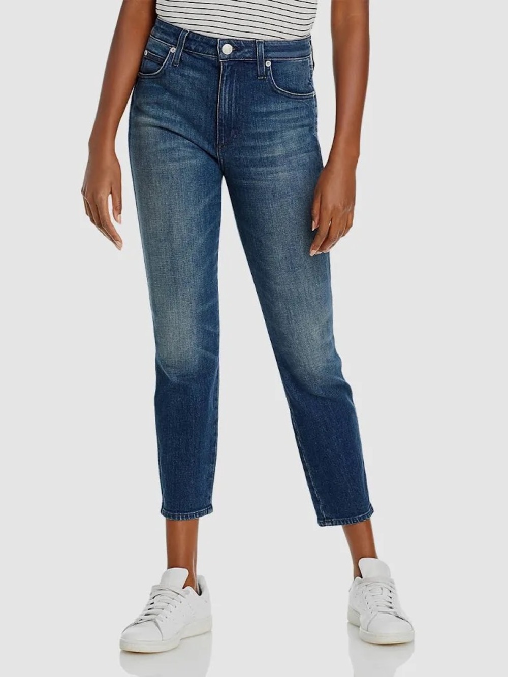 AMO High Rise Stix Crop Jeans Good Karma Wash Blue Denim Size 27